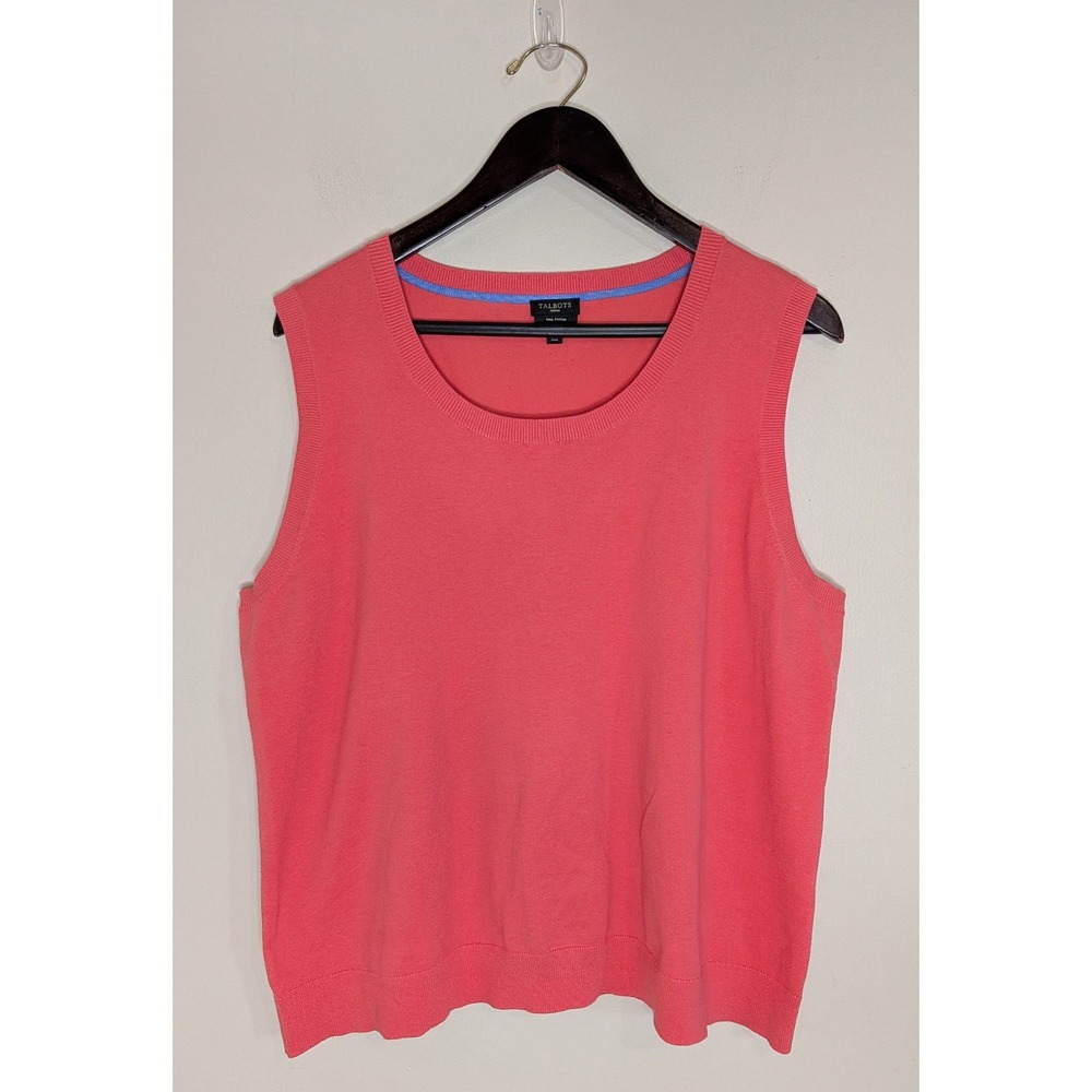 Talbots Plus Size 3X Pima Cotton Sleeveless Sweater Vest Coral Preppy Career